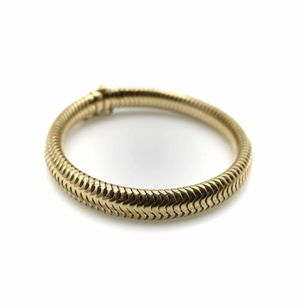 Bracelet à chaîne serpent épaisse en or 14 carats, style milieu de siècle