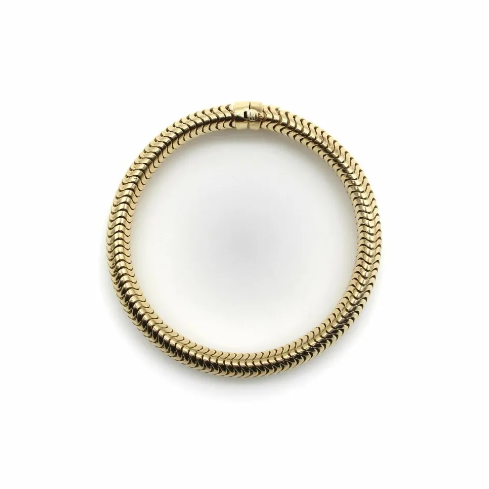 Bracelet à chaîne serpent épaisse en or 14 carats, style milieu de siècle