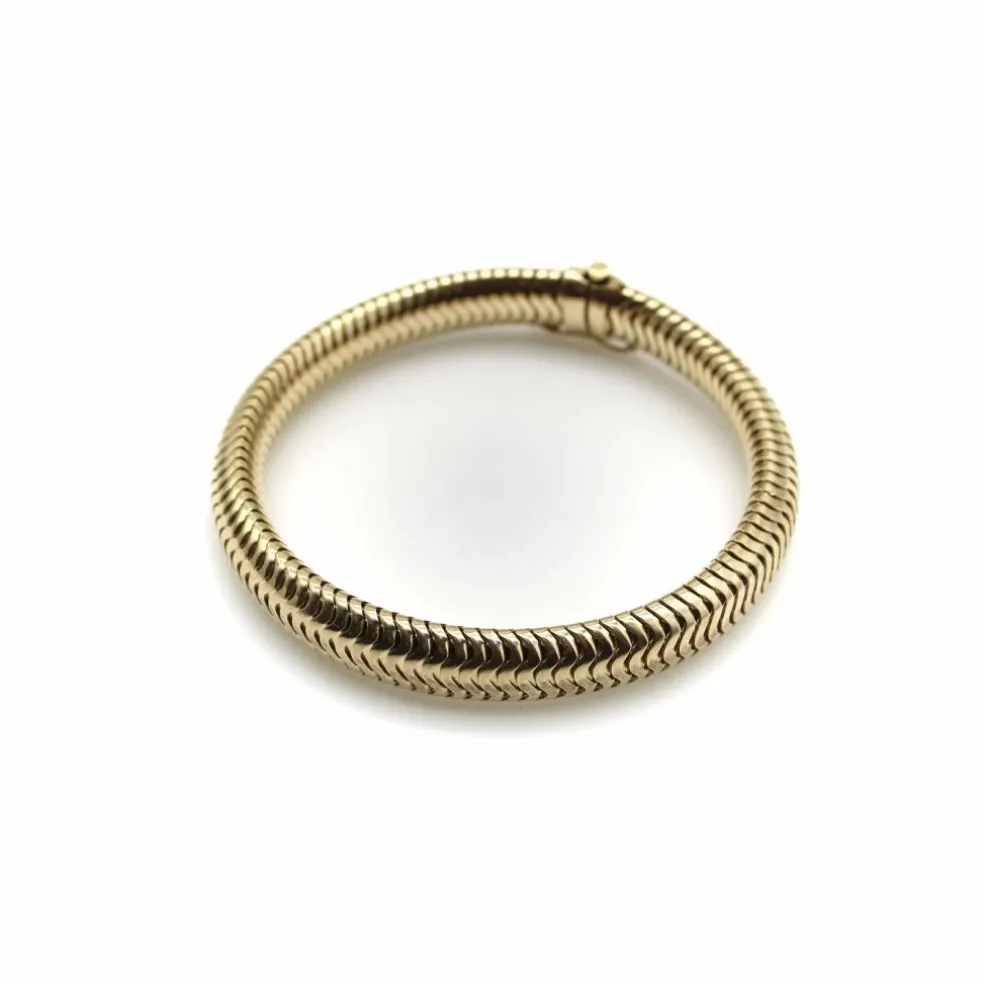 Bracelet à chaîne serpent épaisse en or 14 carats, style milieu de siècle