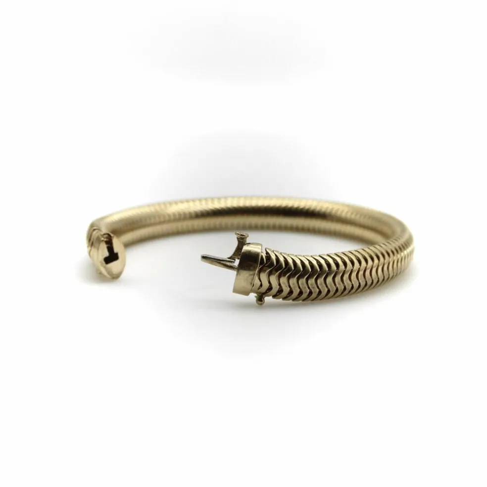 Bracelet à chaîne serpent épaisse en or 14 carats, style milieu de siècle