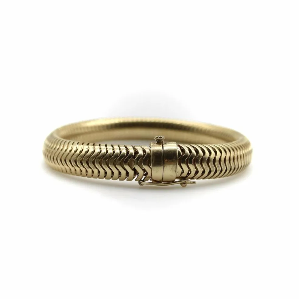 Bracelet à chaîne serpent épaisse en or 14 carats, style milieu de siècle