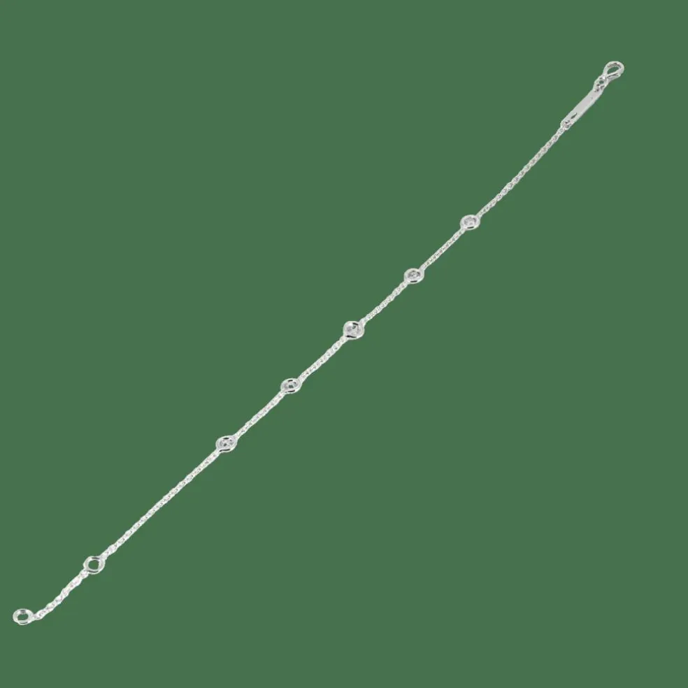 Bracelet 5 diamants or blanc