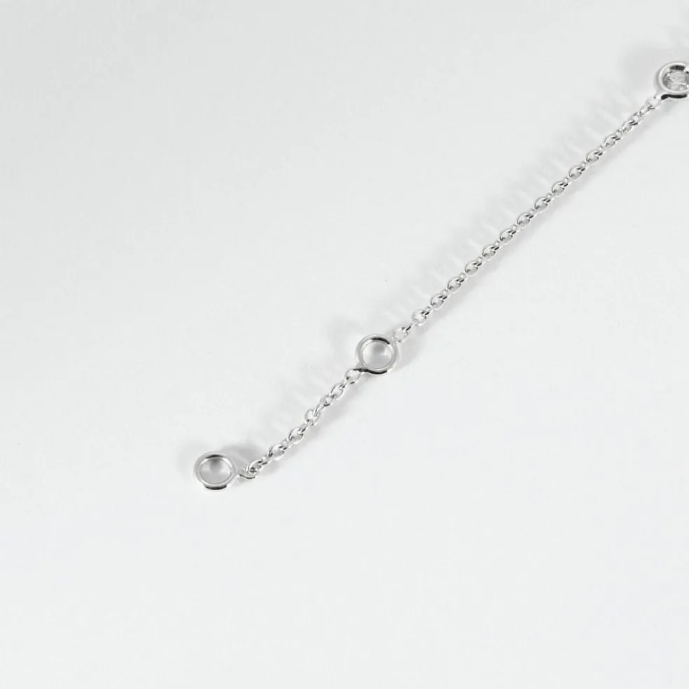 Bracelet 5 diamants or blanc