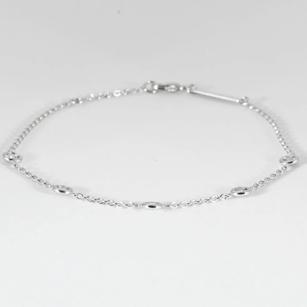 Bracelet 5 diamants or blanc
