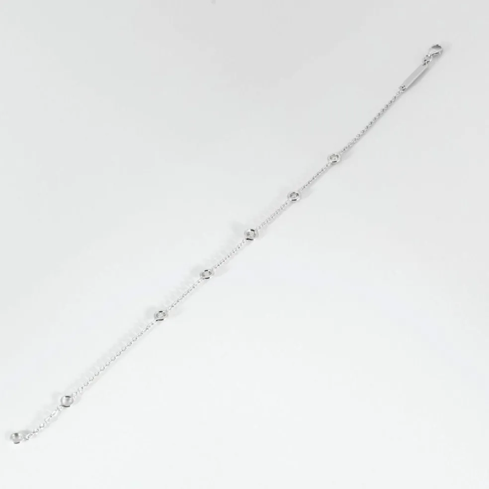 Bracelet 5 diamants or blanc