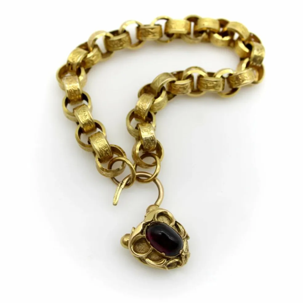 Bracelet à maillons rolo avec fermoir cœur et cadenas doré