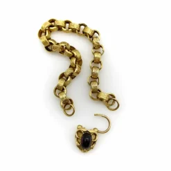 Bracelet à maillons rolo avec fermoir cœur et cadenas doré