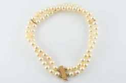 Bracelet 2 rangs de perles de culture fermoir or