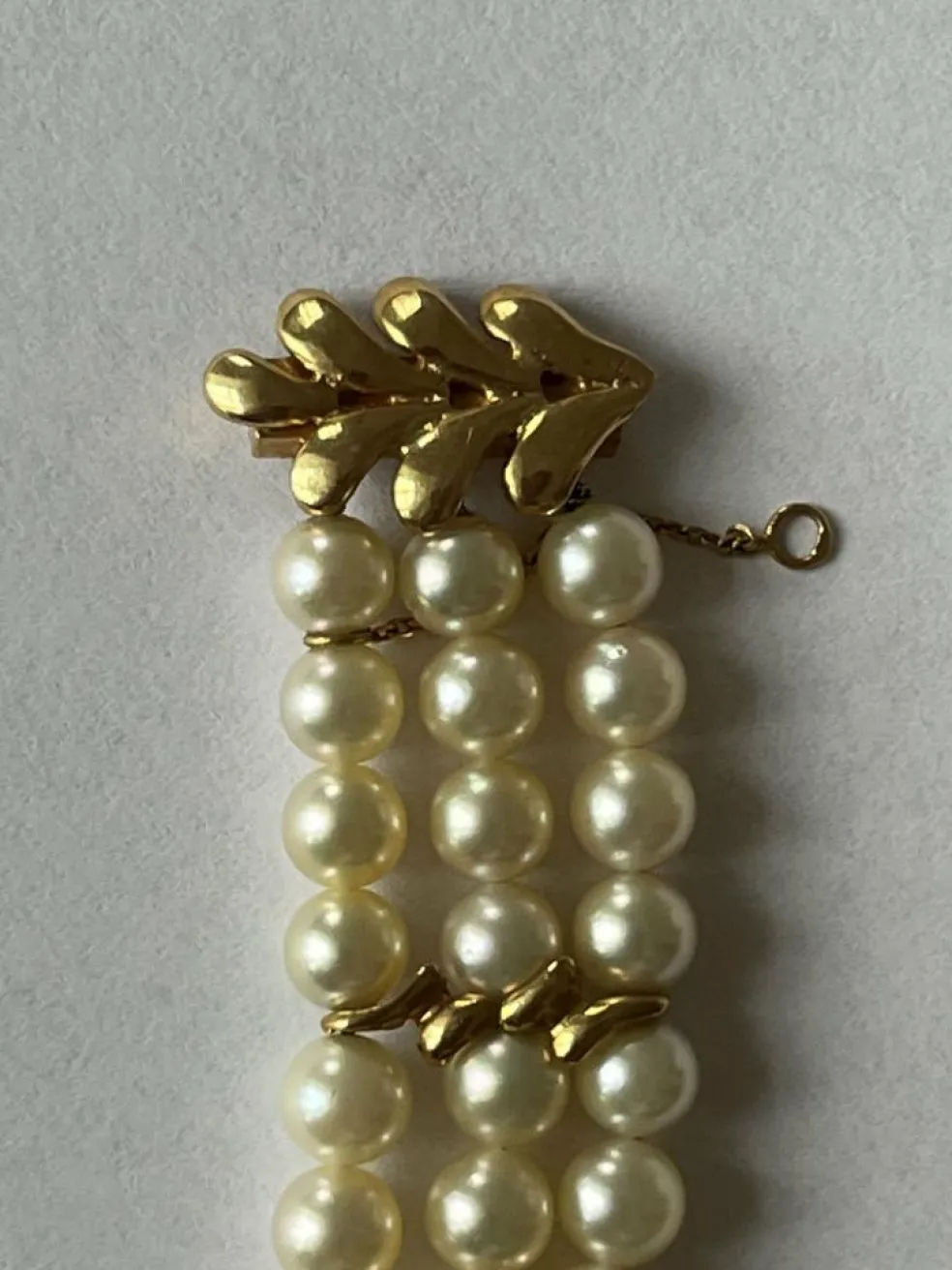 Bracelet 3 Rangs Perles Akoya et Or Jaune
