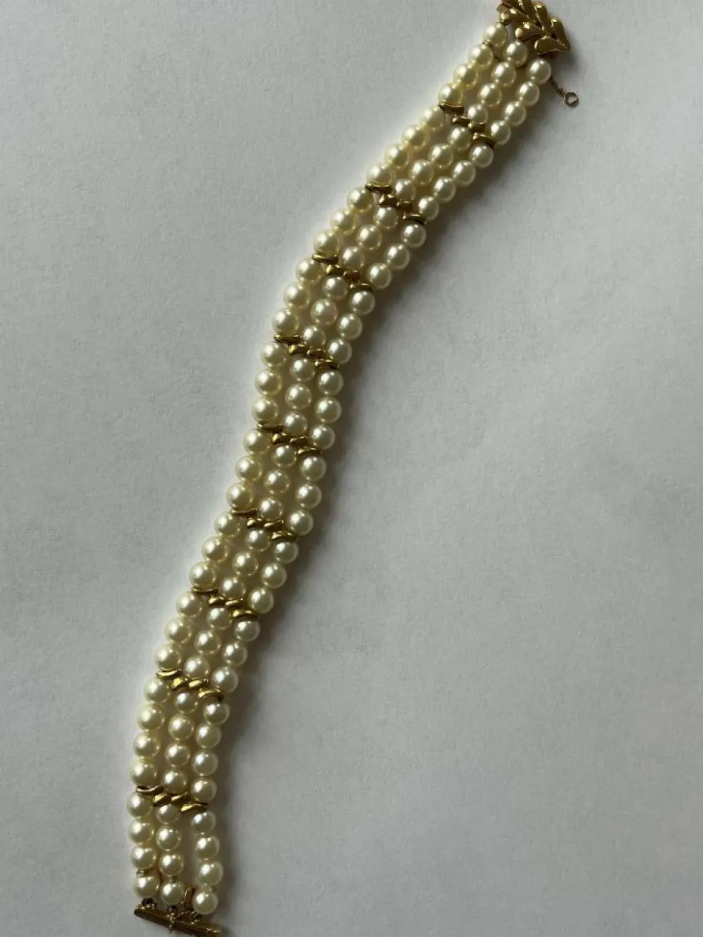 Bracelet 3 Rangs Perles Akoya et Or Jaune