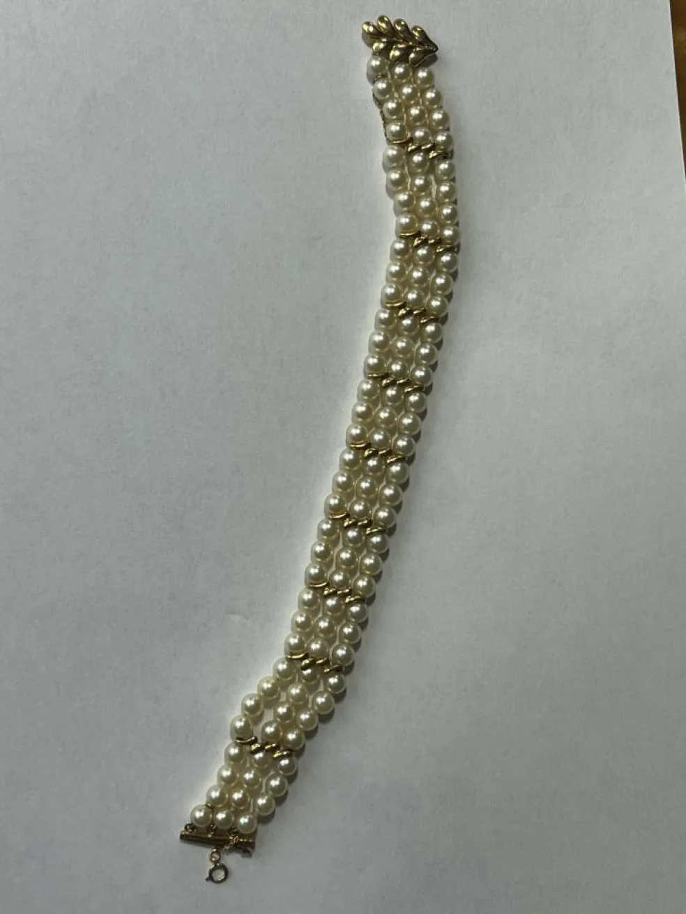 Bracelet 3 Rangs Perles Akoya et Or Jaune