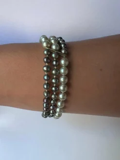 Bracelet 3 Rangs Perles De Tahiti Mers Du Sud Fermoir Or 18k 19 Cm