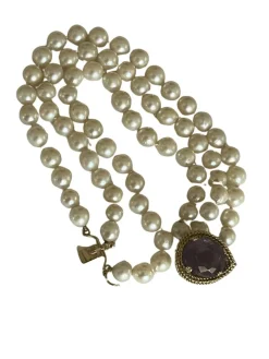 Bracelet 3 rangs Perles Fermoir Or Jaune Améthyste