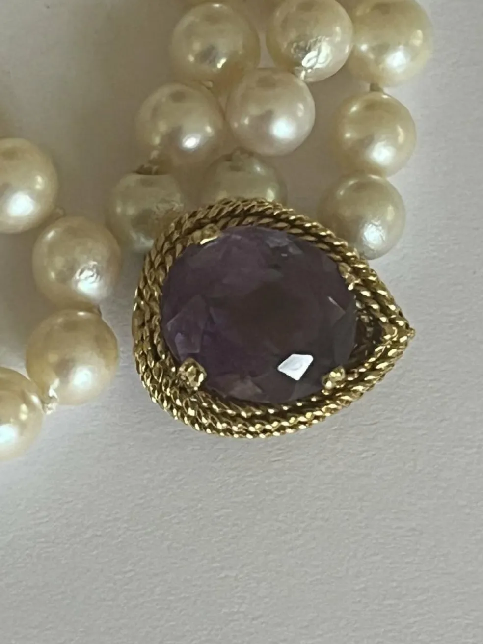 Bracelet 3 rangs Perles Fermoir Or Jaune Améthyste