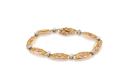 Bracelet 1900 rubis et diamants en or