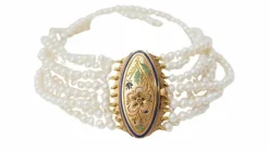 Bracelet Ancien 9 Rangs De Perles De Culture Et Or Jaune