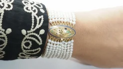 Bracelet Ancien 9 Rangs De Perles De Culture Et Or Jaune