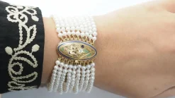 Bracelet Ancien 9 Rangs De Perles De Culture Et Or Jaune