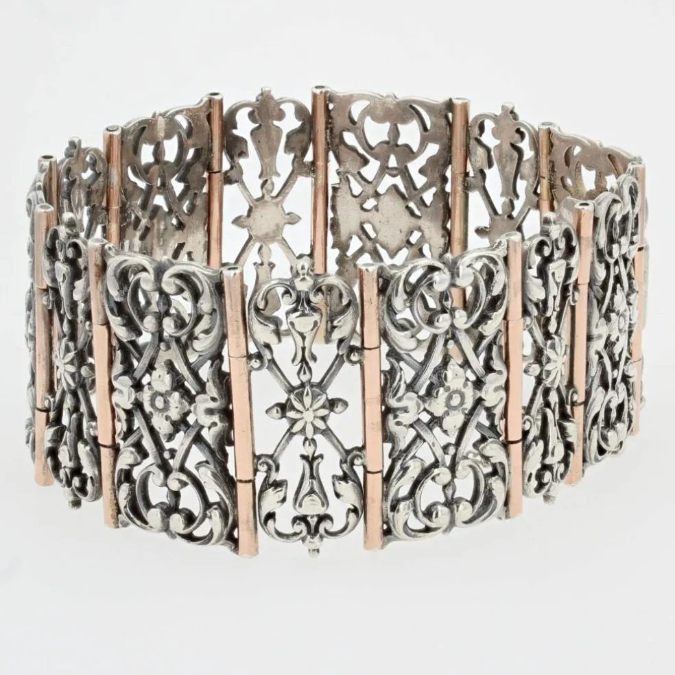Bracelet ancien argent et vermeil