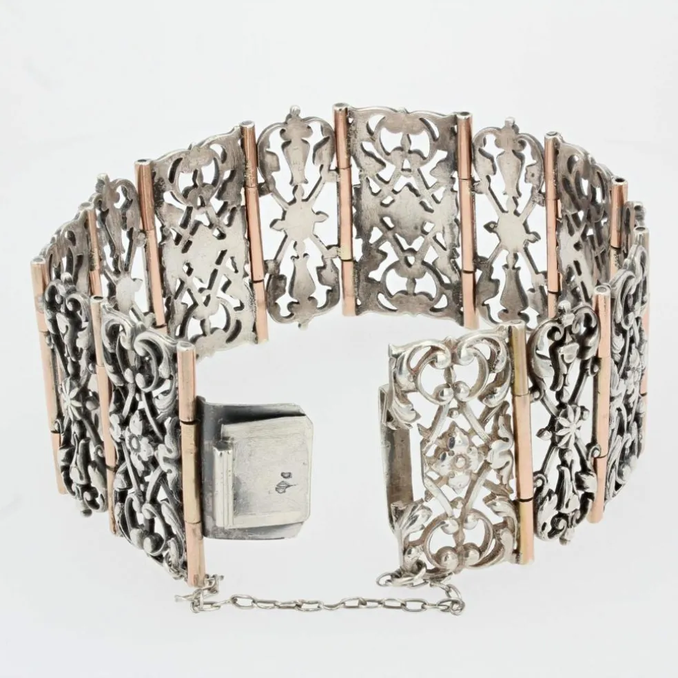 Bracelet ancien argent et vermeil