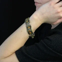 Bracelet ancien argent émail et citrines