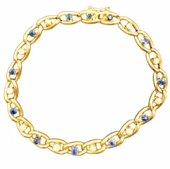 Bracelet ancien circa 1900, perles et saphirs, or jaune