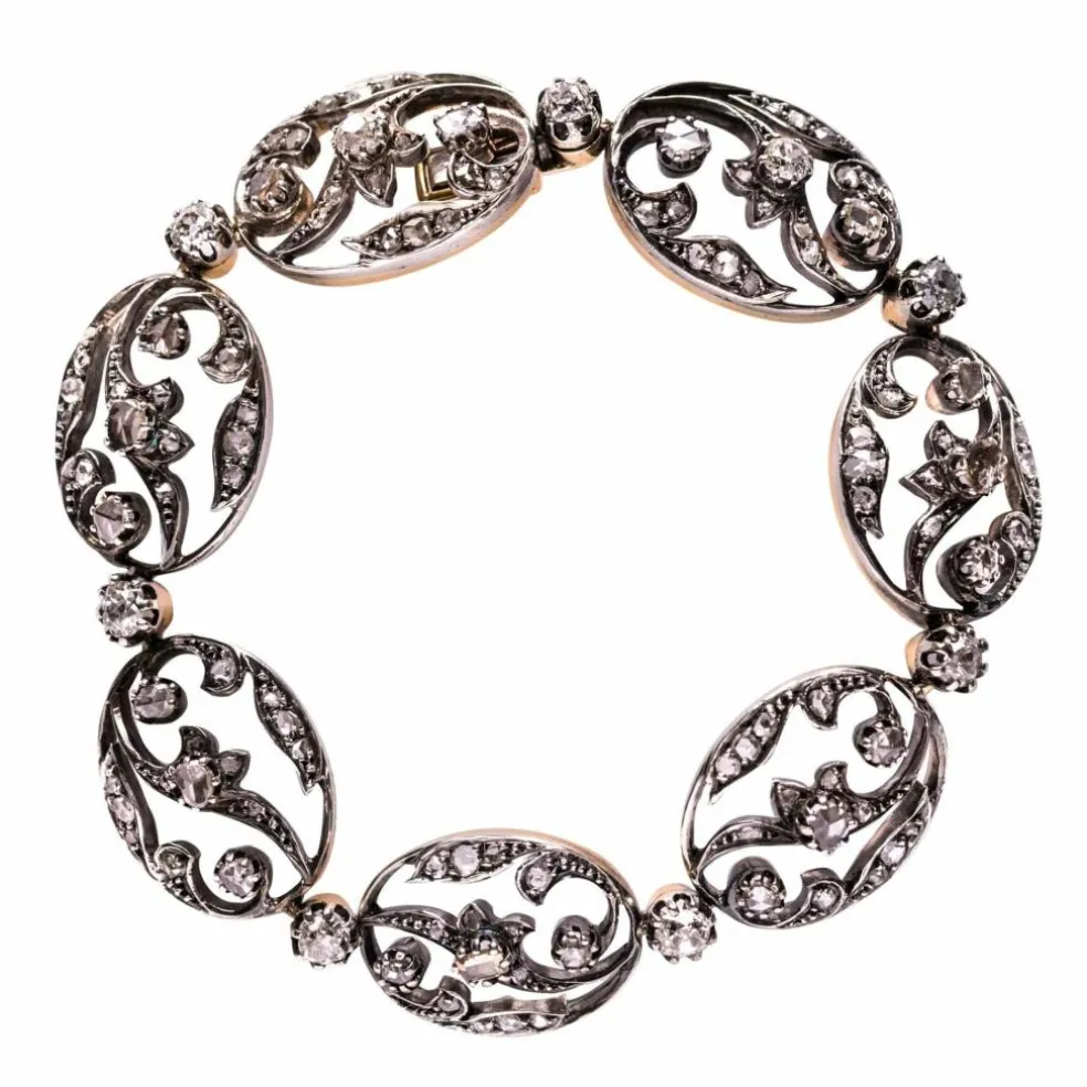 Bracelet ancien diamants taillés en rose