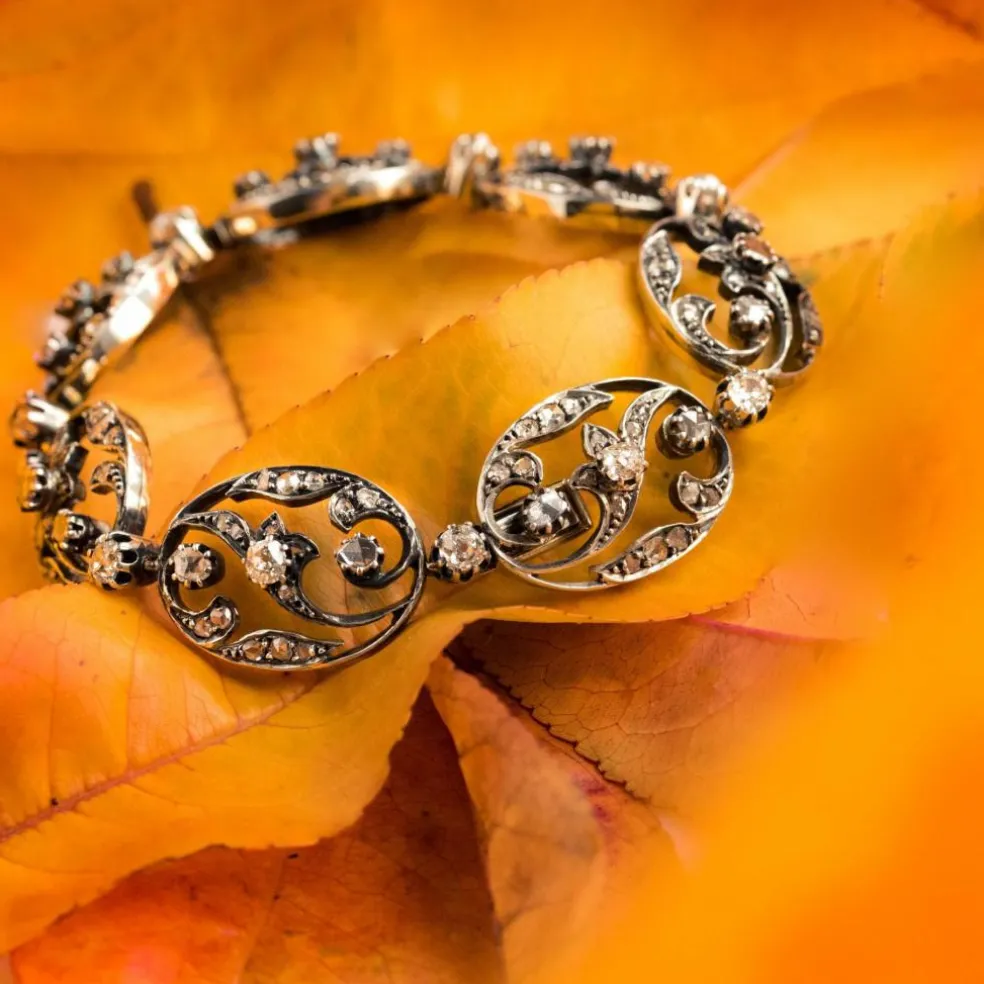Bracelet ancien diamants taillés en rose