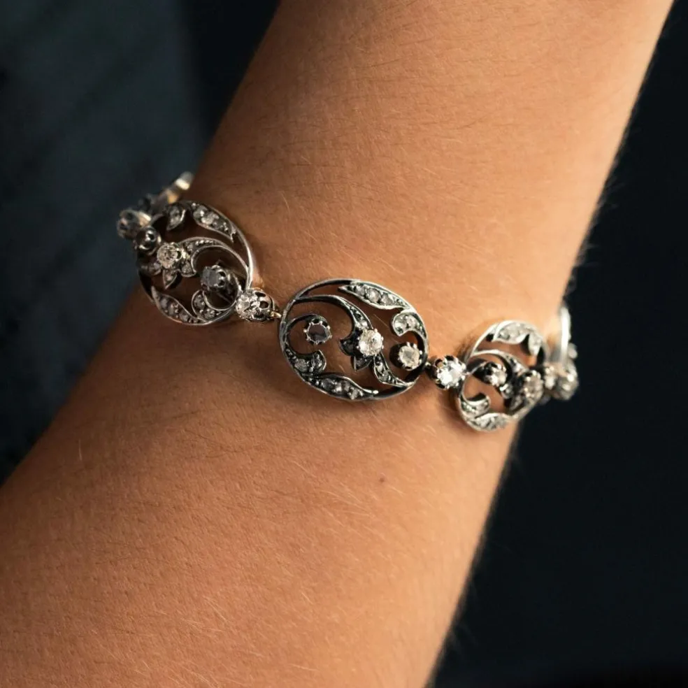 Bracelet ancien diamants taillés en rose