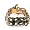Bracelet ancien en or jaune et argent avec émeraudes et diamants