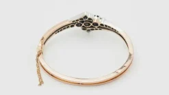 Bracelet ancien en or rose et argent serti de diamants