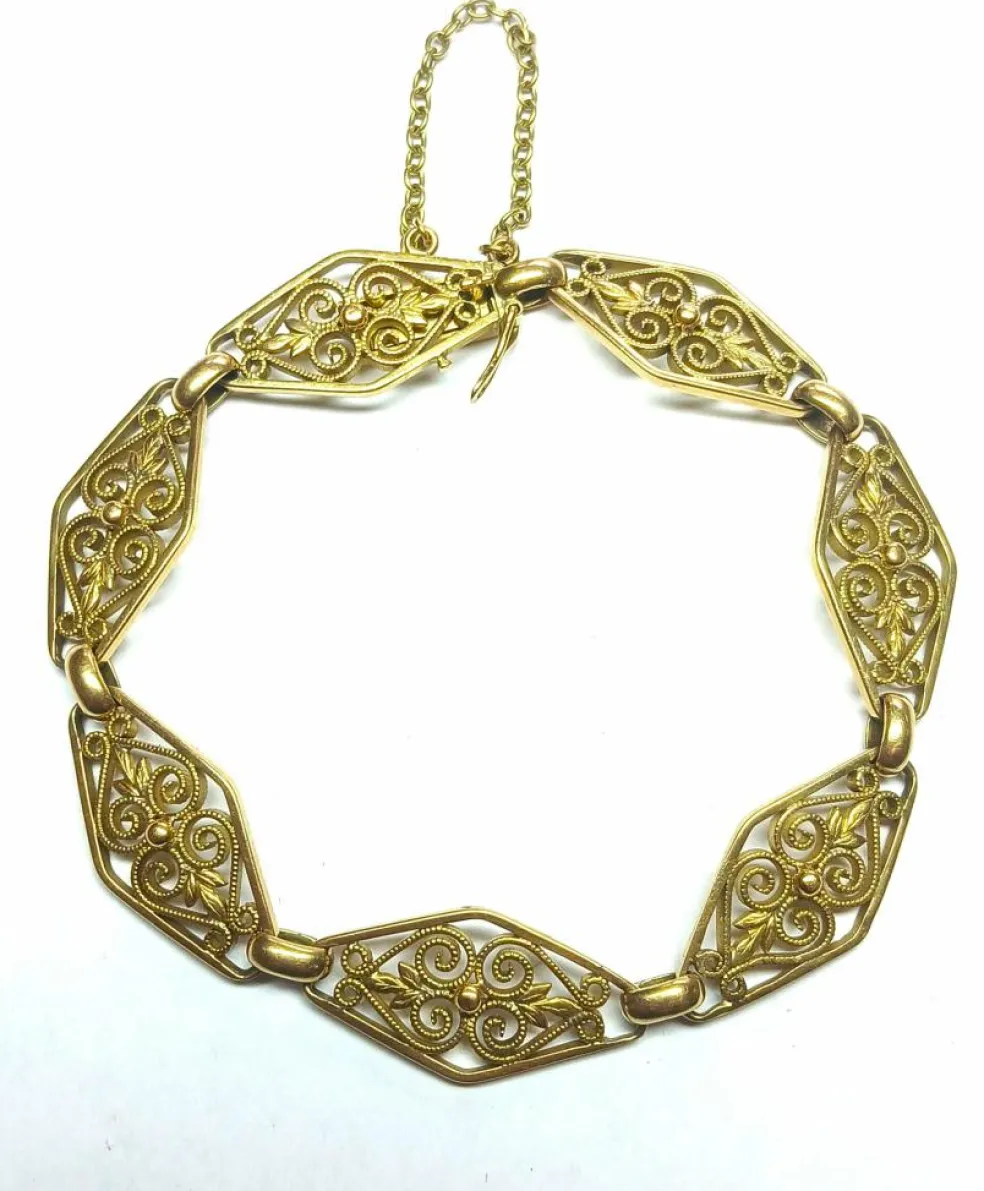 Bracelet ancien, mailles filigrané XIXe siècle.