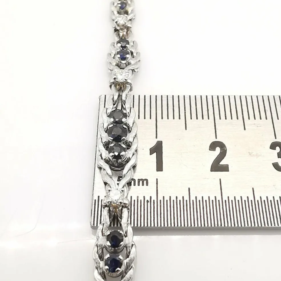 Bracelet ancien or blanc, saphirs, diamants