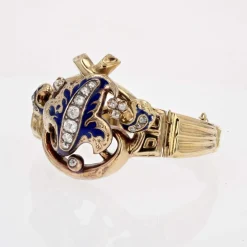 Bracelet ancien or diamants émail Napoléon III