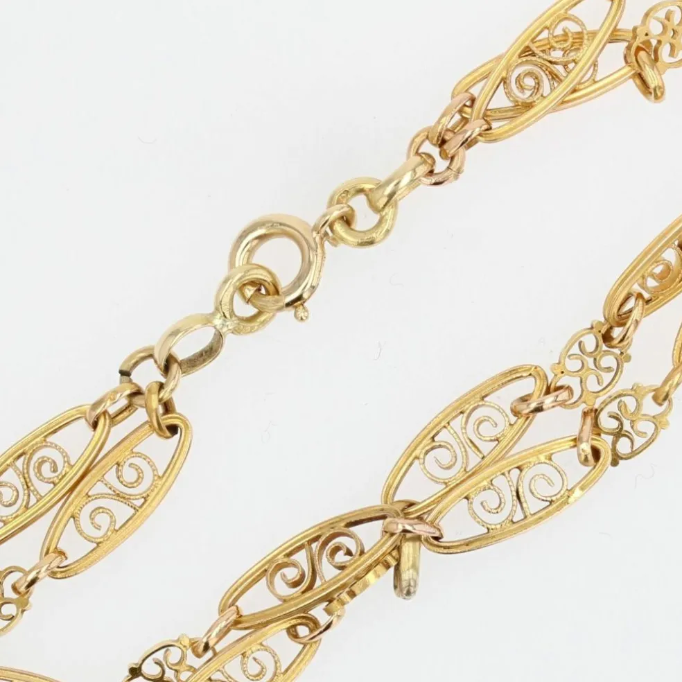 Bracelet ancien or double rang filigrané