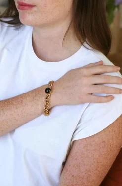 Bracelet Ancien or jaune et grenat