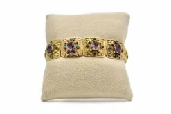 Bracelet ancien Or jaune Améthystes Turquoises