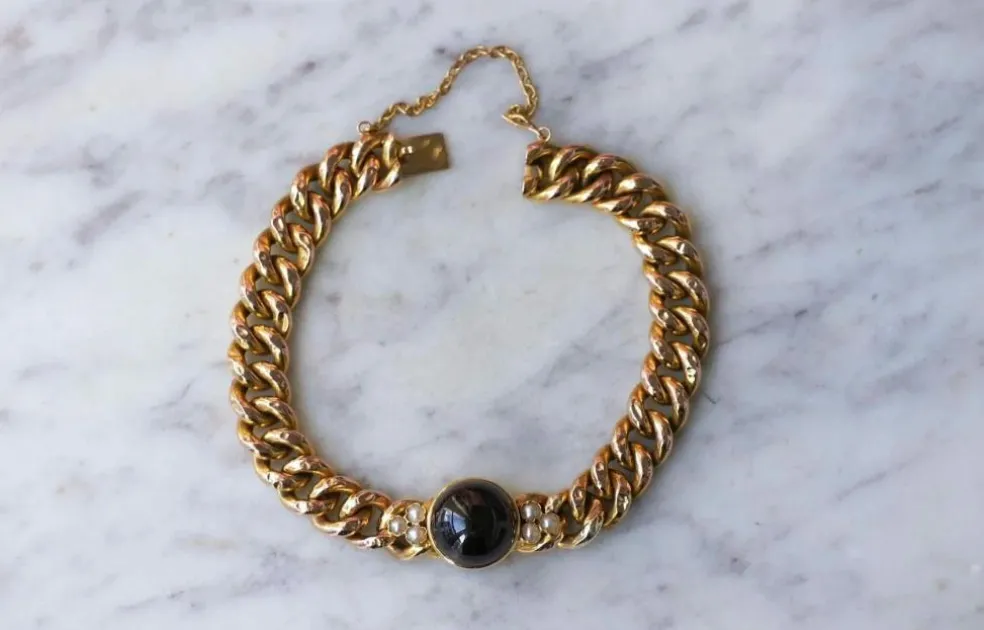 Bracelet Ancien or jaune et grenat