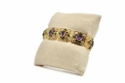 Bracelet ancien Or jaune Améthystes Turquoises