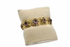 Bracelet ancien Or jaune Améthystes Turquoises