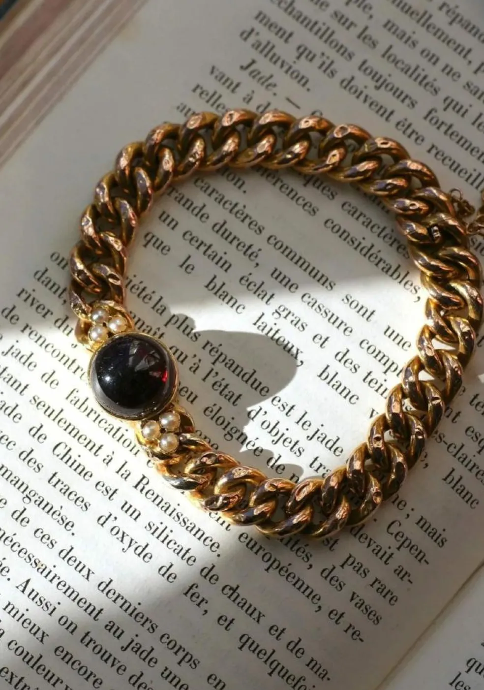 Bracelet Ancien or jaune et grenat