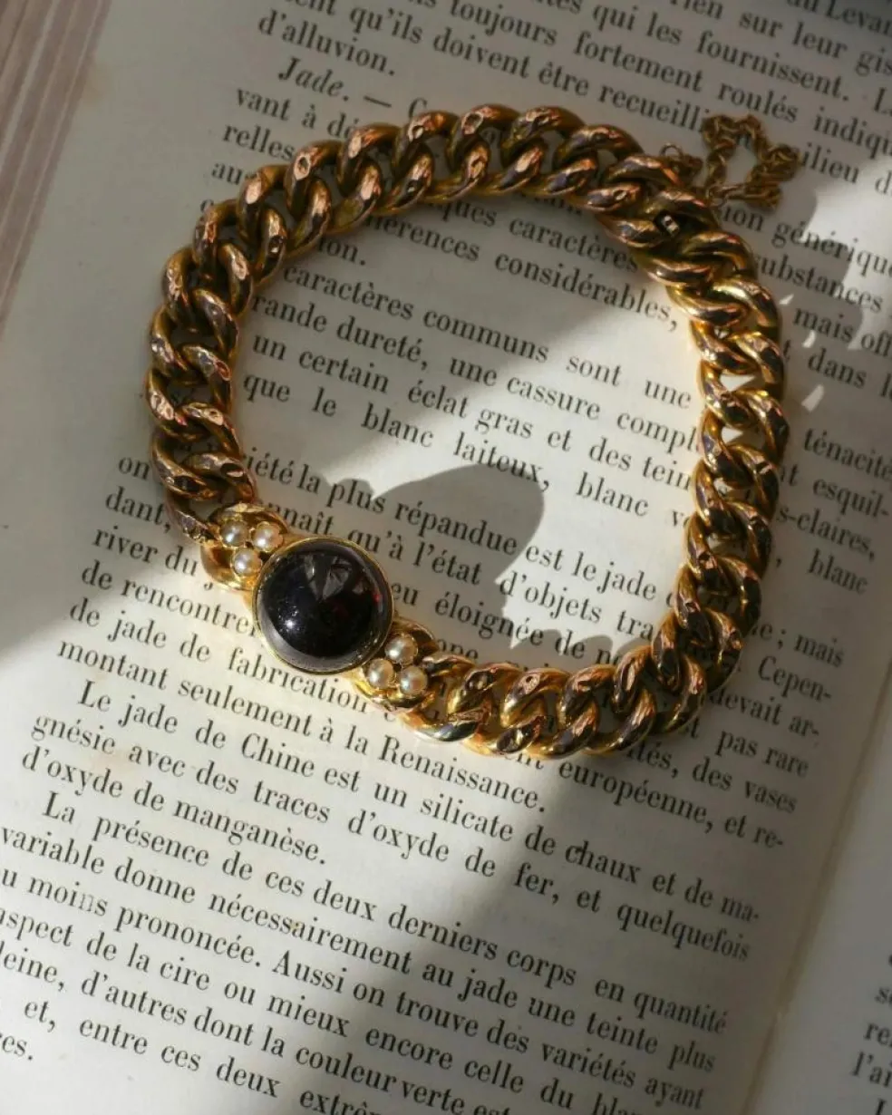 Bracelet Ancien or jaune et grenat