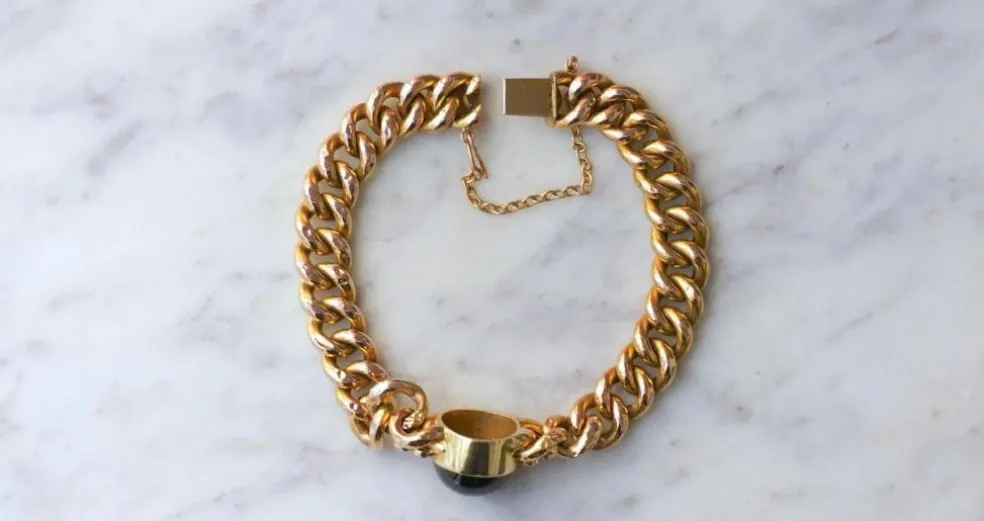 Bracelet Ancien or jaune et grenat