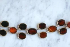 Bracelet ancien or rose et ambre