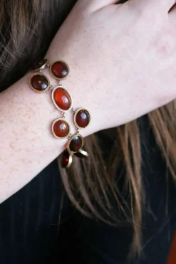 Bracelet ancien or rose et ambre