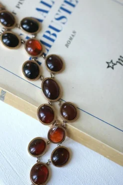 Bracelet ancien or rose et ambre