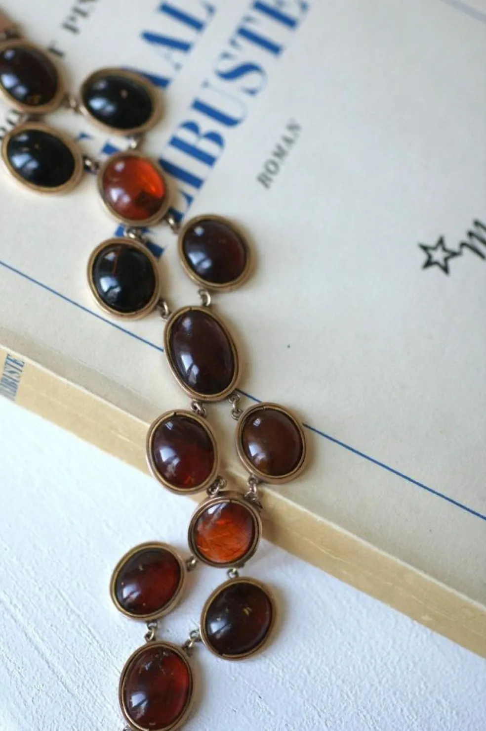 Bracelet ancien or rose et ambre