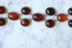 Bracelet ancien or rose et ambre