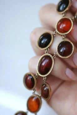 Bracelet ancien or rose et ambre