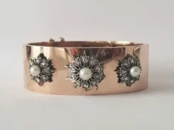 Bracelet ancien or rose, perles et diamants anciens
